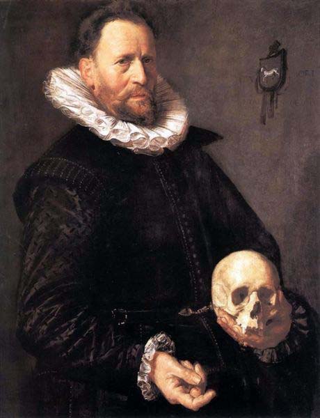 Portrait of a Man Holding a Skull.